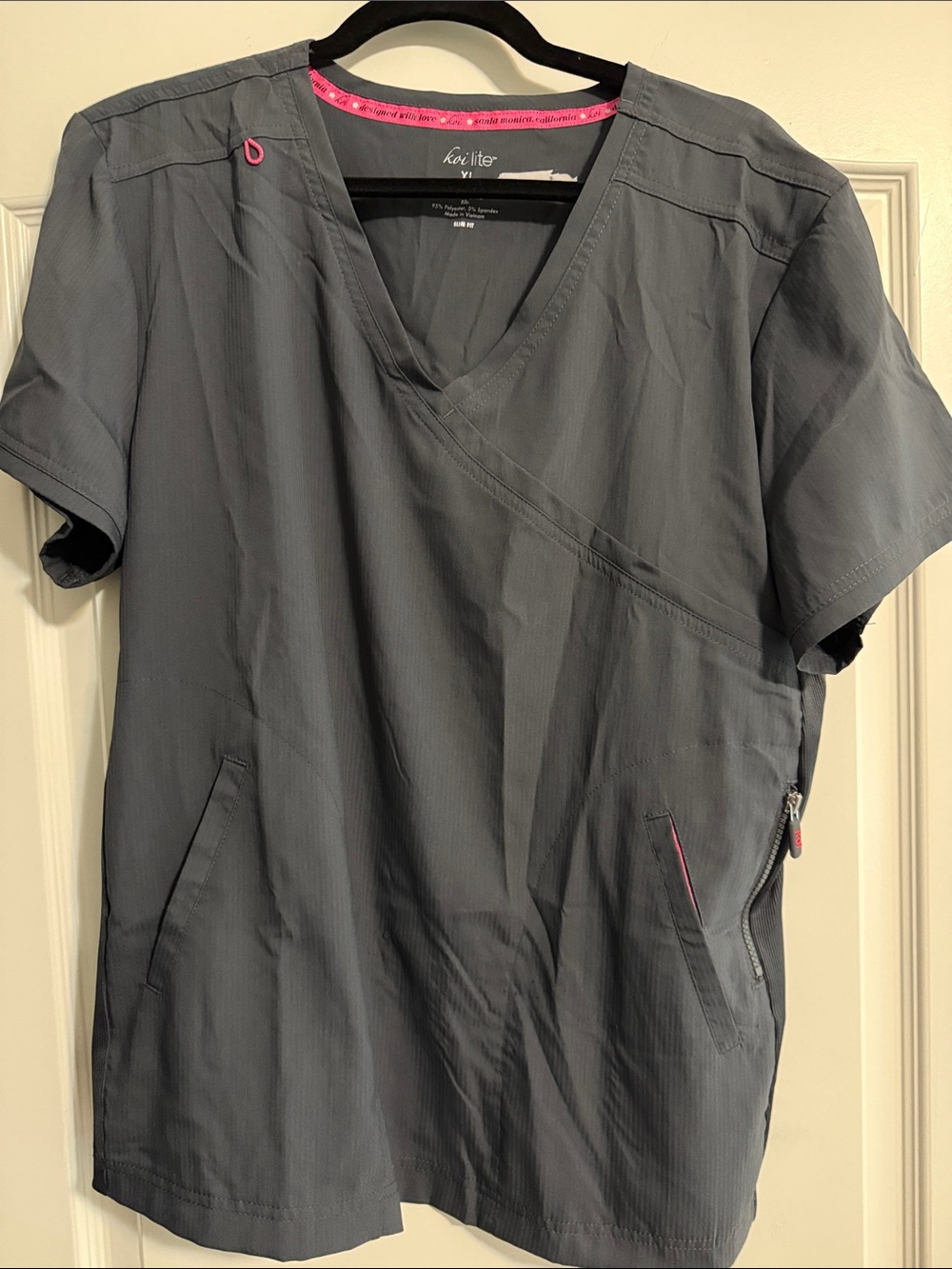 Womans Grey V-Neck Scrub Top